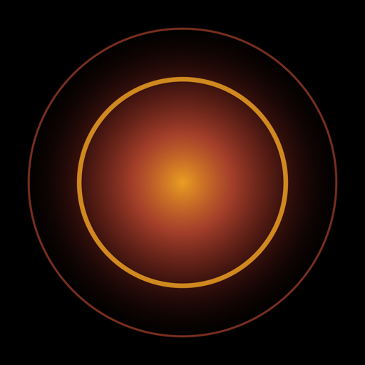 Pure Phase app icon, a warm amber ring glowing on black.