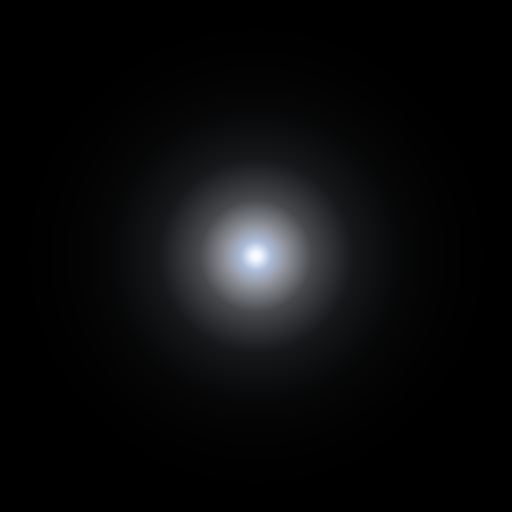 Reflect app icon, a single cool point of light glowing on black.